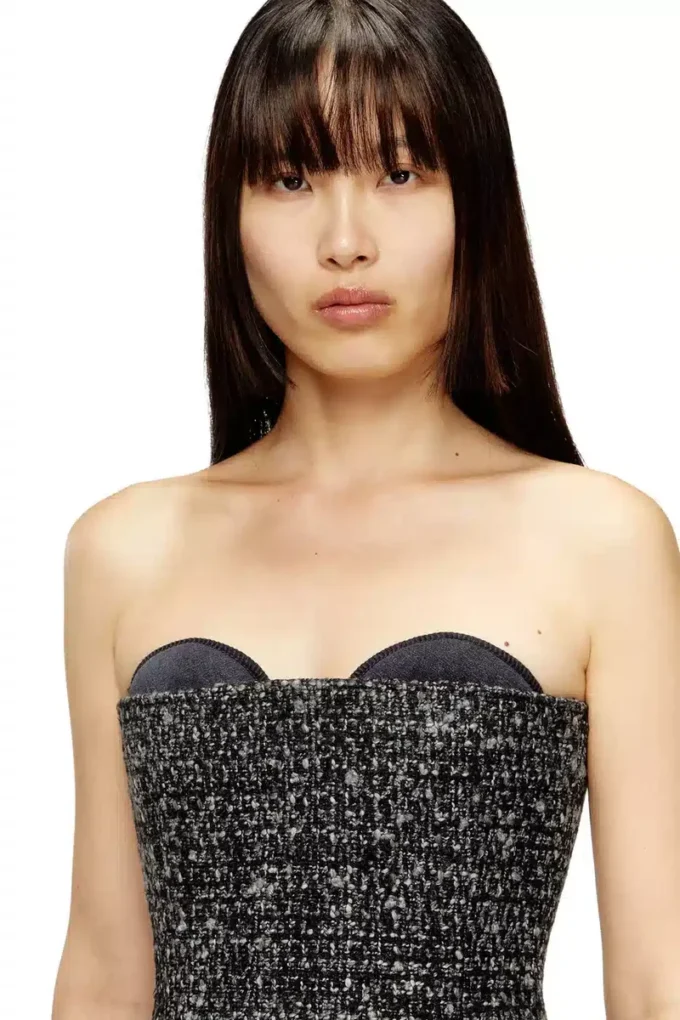 t-orset Top corsetto bouclé con scollo ultra profondo