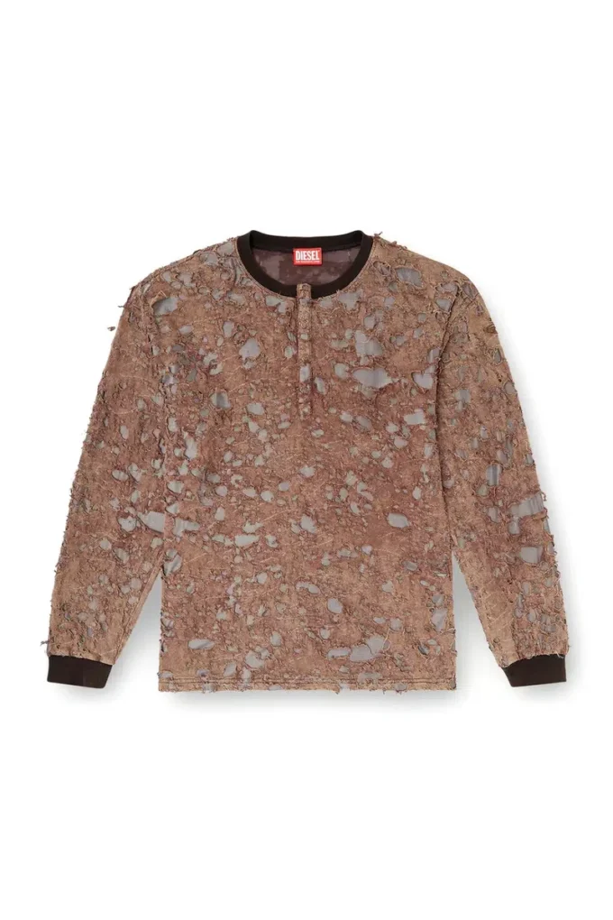 t-overt T-shirt a maniche lunghe in jersey effetto consumato