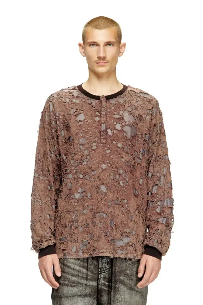 t-overt T-shirt a maniche lunghe in jersey effetto consumato