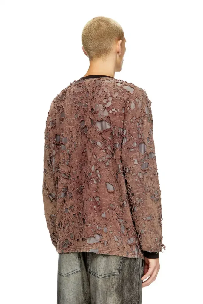 t-overt T-shirt a maniche lunghe in jersey effetto consumato