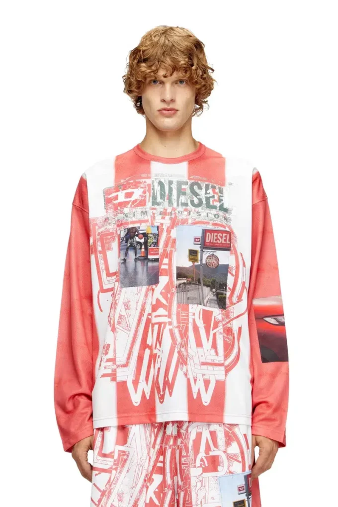 t-ruby T-shirt a maniche lunghe a righe con toppe fotografiche t-ruby T-shirt a maniche lunghe a righe con toppe fotografiche