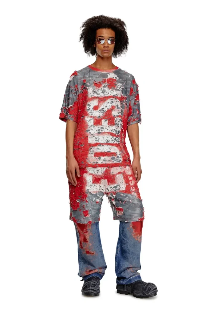T-shirt con logo t-boxt-peel in jersey effetto consumato T-shirt con logo t-boxt-peel in jersey effetto consumato