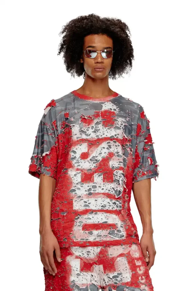 T-shirt con logo t-boxt-peel in jersey effetto consumato T-shirt con logo t-boxt-peel in jersey effetto consumato