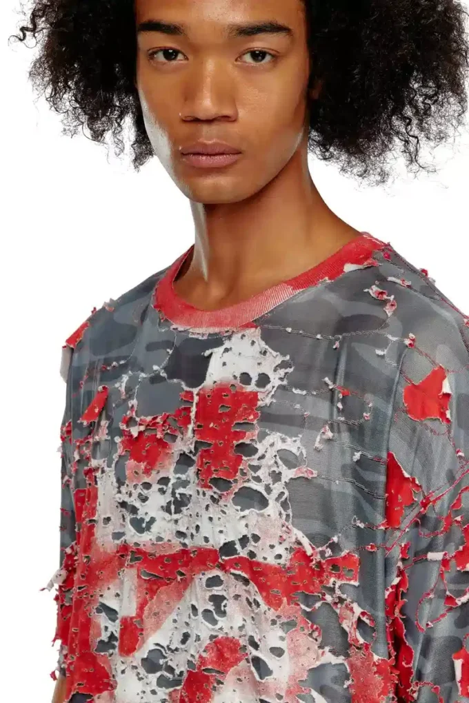 T-shirt con logo t-boxt-peel in jersey effetto consumato T-shirt con logo t-boxt-peel in jersey effetto consumato