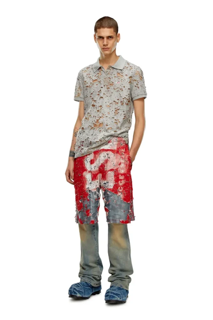 t-smith-devor Polo in tulle con jersey distrutto t-smith-devor Polo in tulle con jersey distrutto