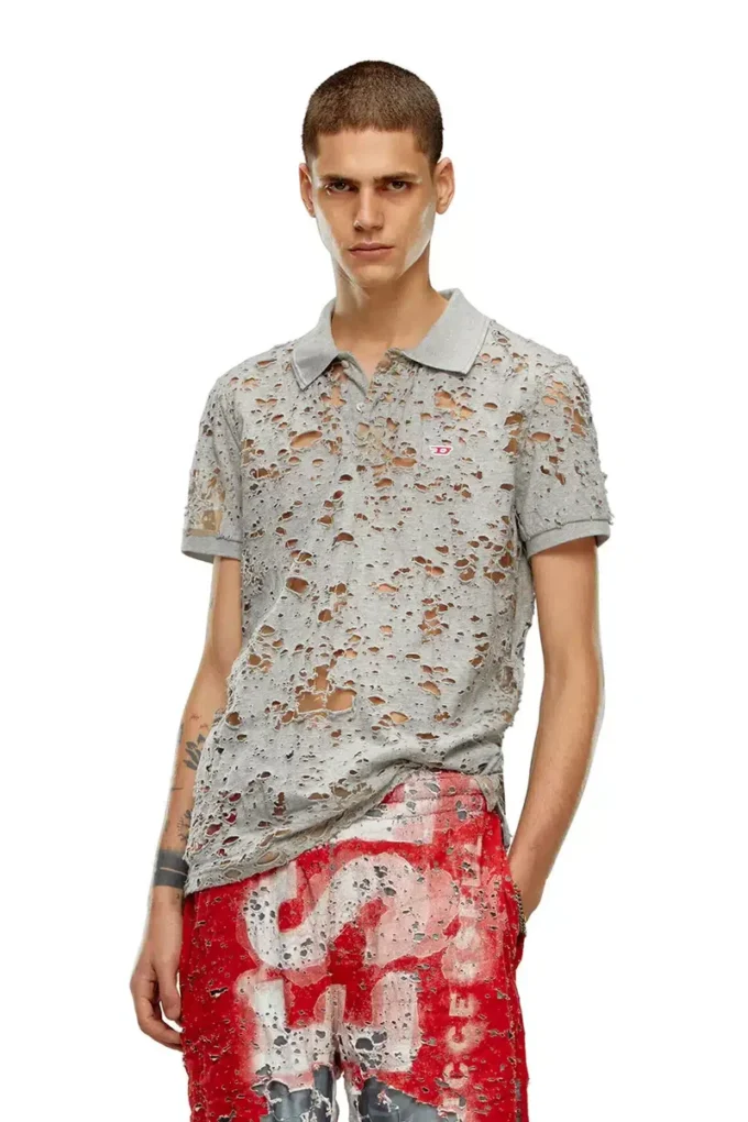 t-smith-devor Polo in tulle con jersey distrutto t-smith-devor Polo in tulle con jersey distrutto