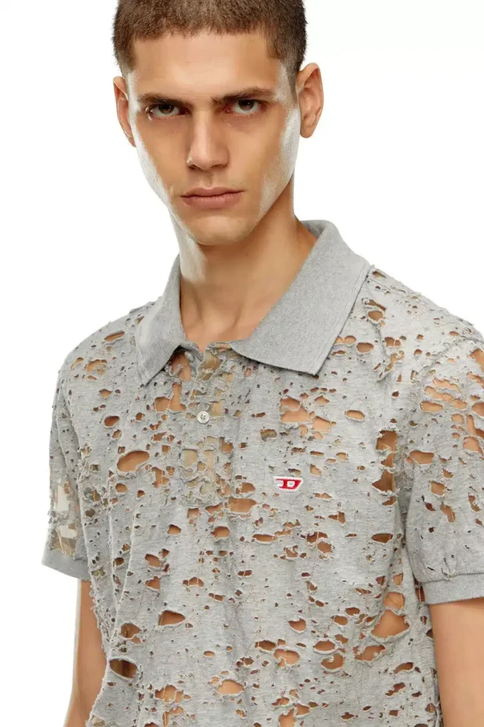 t-smith-devor Polo in tulle con jersey distrutto t-smith-devor Polo in tulle con jersey distrutto
