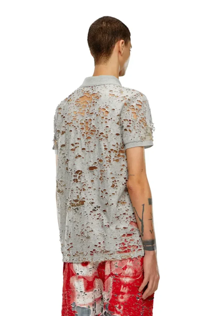 t-smith-devor Polo in tulle con jersey distrutto t-smith-devor Polo in tulle con jersey distrutto