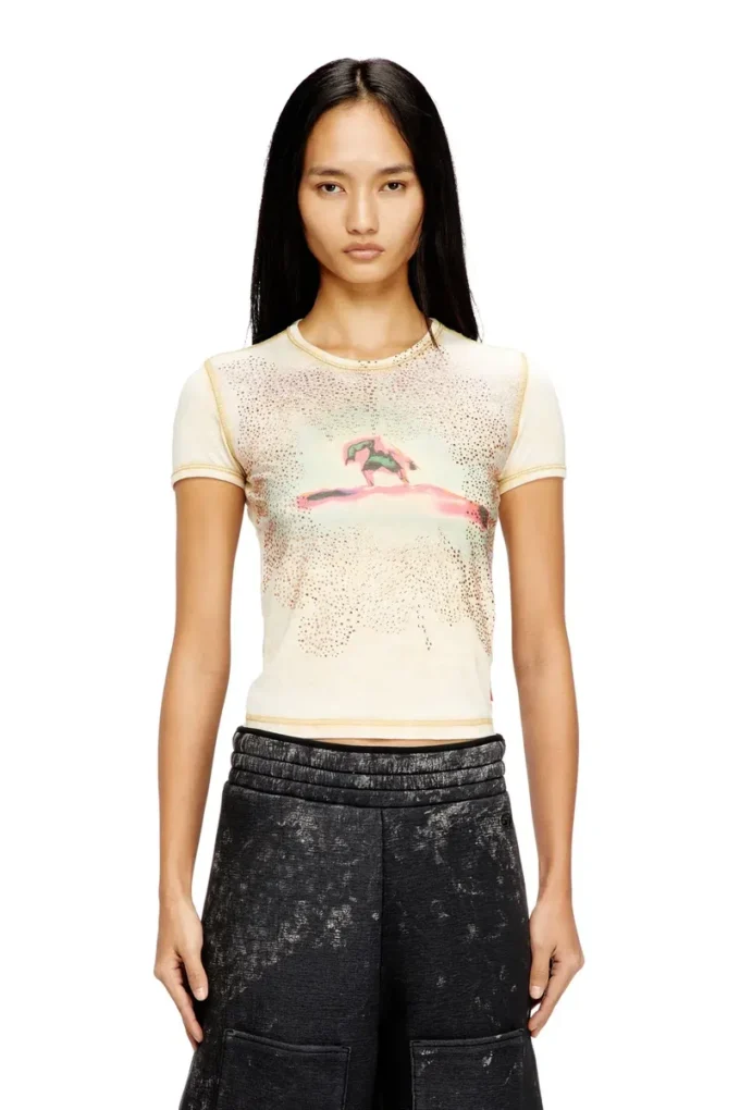 t-uncuties-long-s10 T-shirt slim con strass t-uncuties-long-s10 T-shirt slim con strass