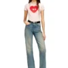 t-uncuties-long-s5 T-shirt slim con stampa a cuore e borchie t-uncuties-long-s5 T-shirt slim con stampa a cuore e borchie