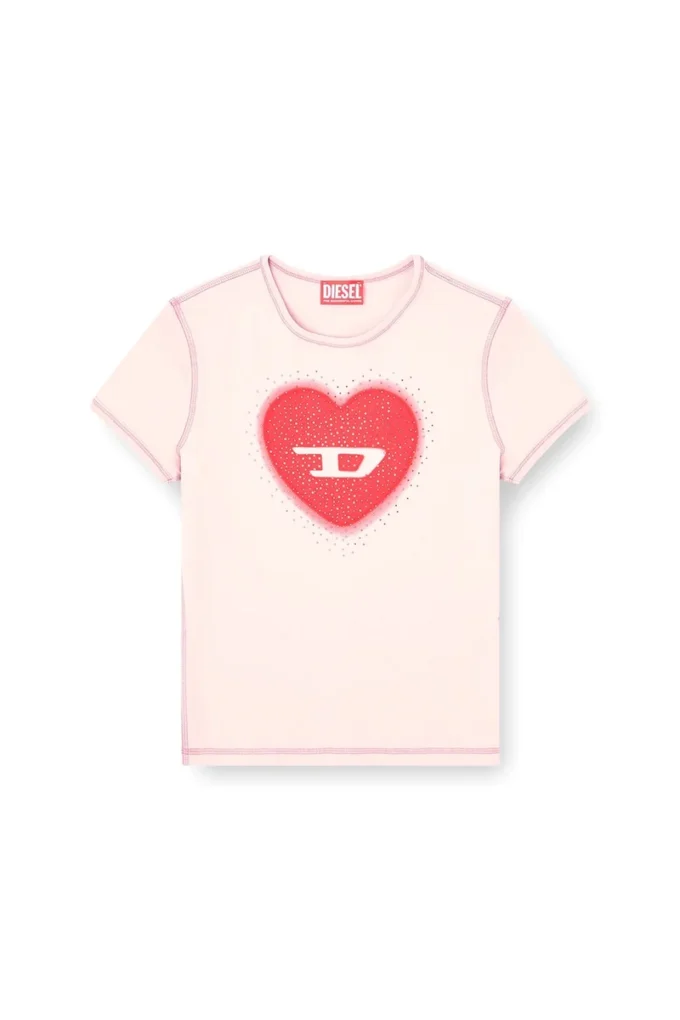 t-uncuties-long-s5 T-shirt slim con stampa a cuore e borchie t-uncuties-long-s5 T-shirt slim con stampa a cuore e borchie