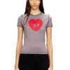 t-uncuties-long-s5 T-shirt slim con stampa a cuore e borchie t-uncuties-long-s5 T-shirt slim con stampa a cuore e borchie