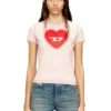 t-uncuties-long-s5 T-shirt slim con stampa a cuore e borchie t-uncuties-long-s5 T-shirt slim con stampa a cuore e borchie