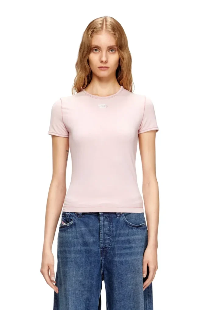 t-uncutieslong-od T-shirt slim fit con logo Oval D metallizzato t-uncutieslong-od T-shirt slim fit con logo Oval D metallizzato