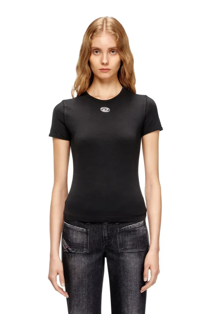t-uncutieslong-od T-shirt slim fit con logo Oval D metallizzato t-uncutieslong-od T-shirt slim fit con logo Oval D metallizzato