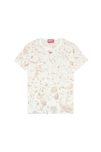 t-uncyna T-shirt in tulle con jersey distrutto