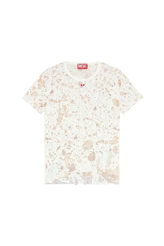 t-uncyna T-shirt in tulle con jersey distrutto