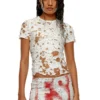 t-uncyna T-shirt in tulle con jersey distrutto