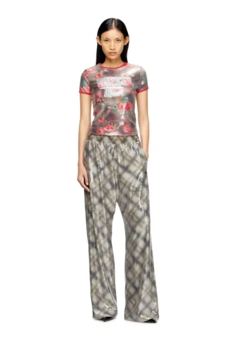 t-unkyel Top aderente in jersey con stampa floreale e paillettes