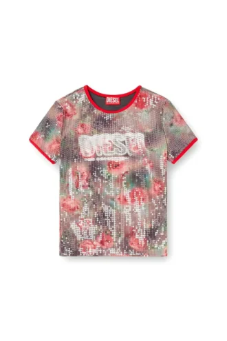 t-unkyel Top aderente in jersey con stampa floreale e paillettes