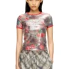 t-unkyel Top aderente in jersey con stampa floreale e paillettes t-unkyel Top aderente in jersey con stampa floreale e paillettes