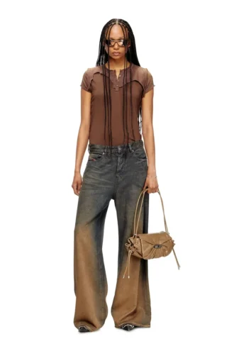 t-unrawy T-shirt Henley con effetto peel-off