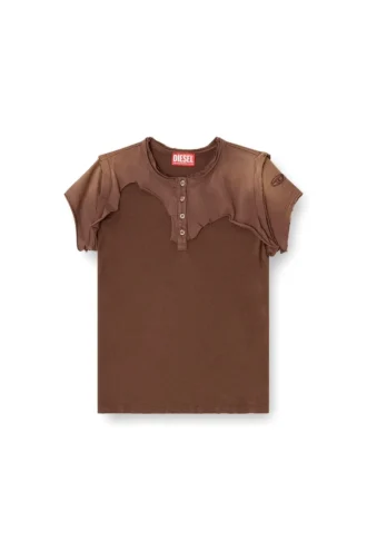 t-unrawy T-shirt Henley con effetto peel-off