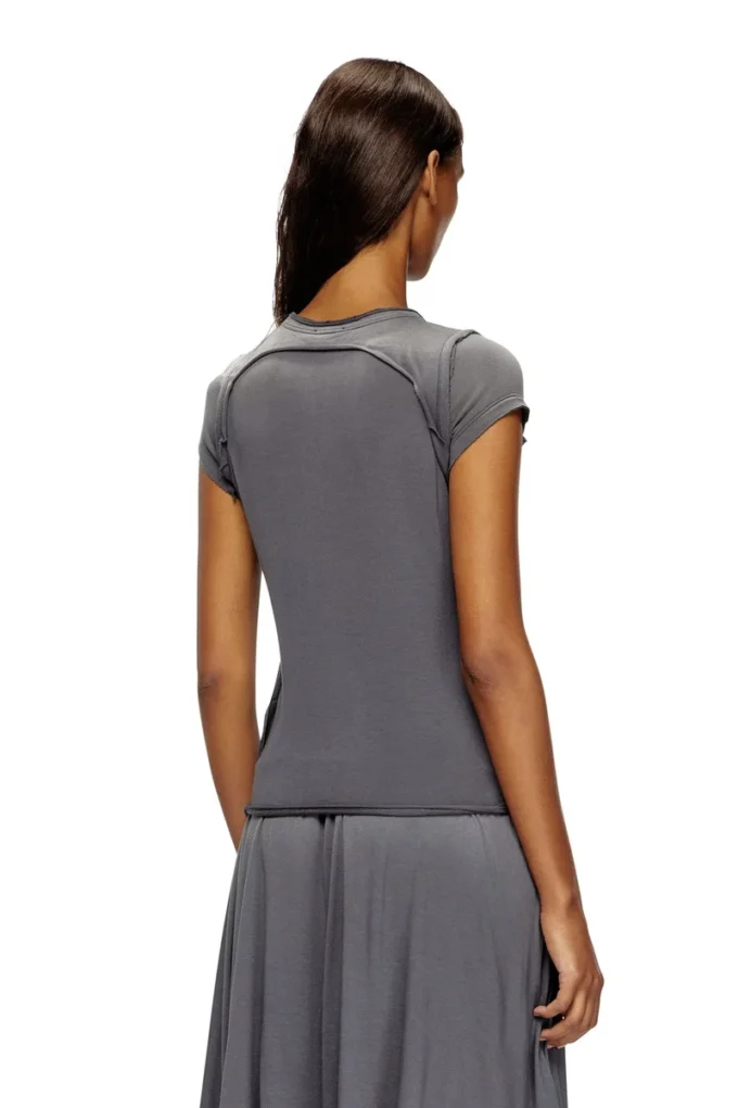 t-unrawy T-shirt Henley con effetto peel-off t-unrawy T-shirt Henley con effetto peel-off