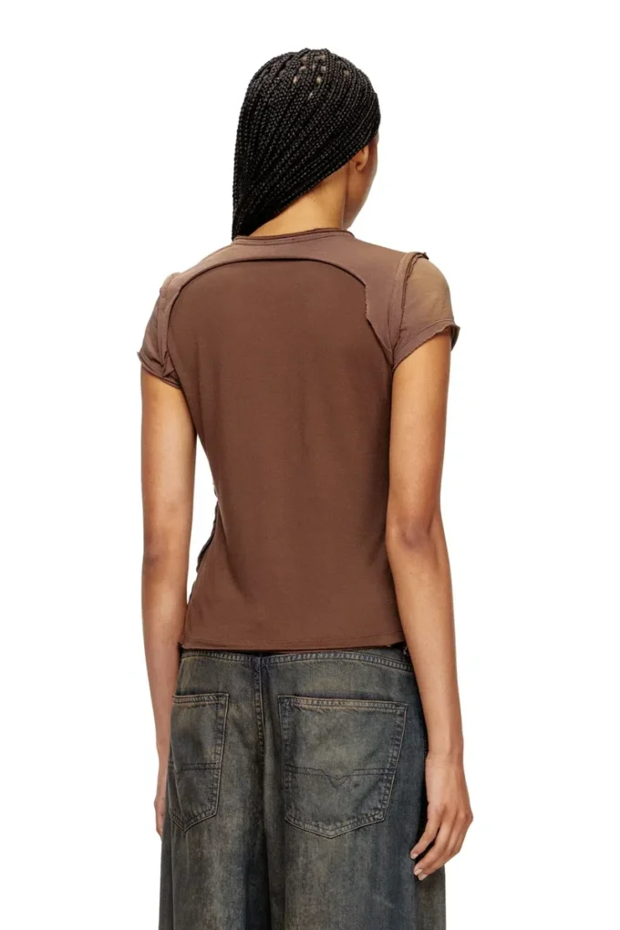 t-unrawy T-shirt Henley con effetto peel-off t-unrawy T-shirt Henley con effetto peel-off
