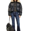 w-aves-fur Piumino con cappuccio in denim mimetico effetto sporco