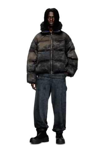 w-johns Piumino in denim mimetico effetto sporco