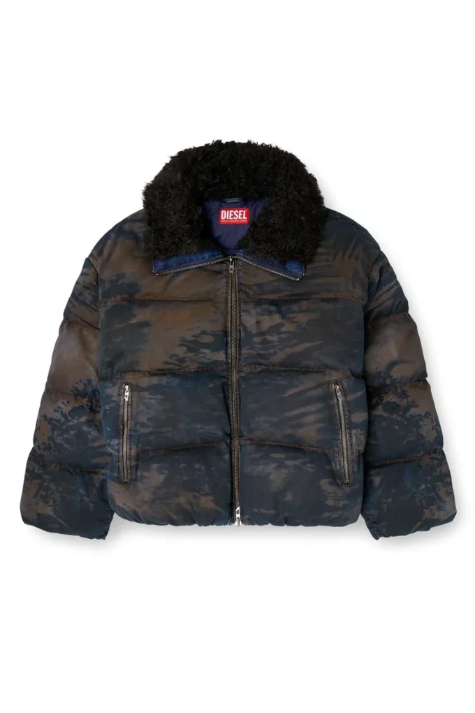 w-johns Piumino in denim mimetico effetto sporco w-johns Piumino in denim mimetico effetto sporco