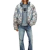 w-kons Piumino imbottito in denim devoré trapuntato con motivo argyle w-kons Piumino imbottito in denim devoré trapuntato con motivo argyle