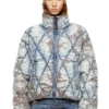 w-kons Piumino imbottito in denim devoré trapuntato con motivo argyle w-kons Piumino imbottito in denim devoré trapuntato con motivo argyle