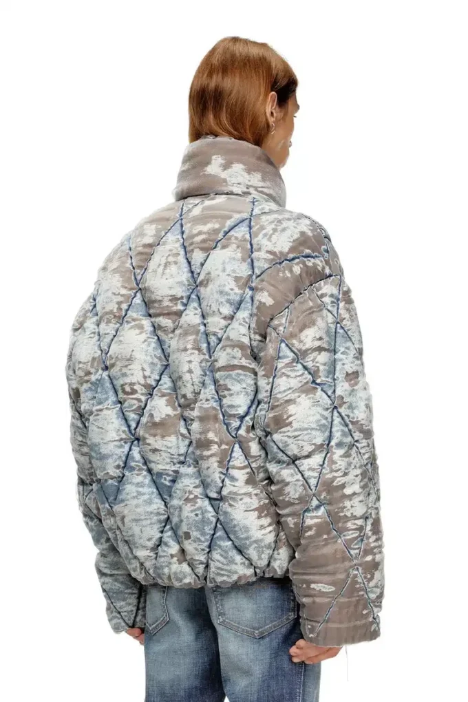w-kons Piumino imbottito in denim devoré trapuntato con motivo argyle w-kons Piumino imbottito in denim devoré trapuntato con motivo argyle